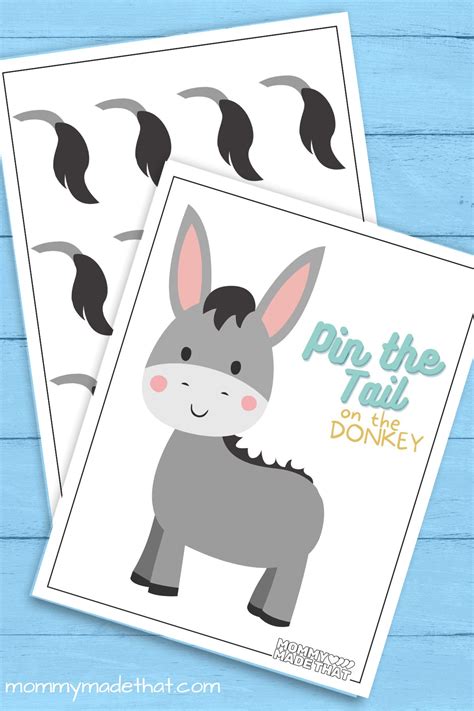 printable pin the tail on the donkey|donkey party game.